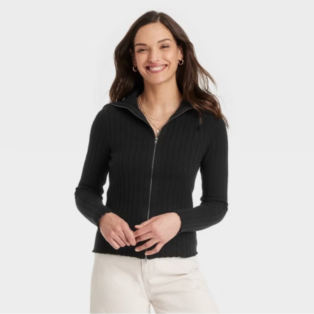 Universal Thread fine gauge zippered black sweater XL